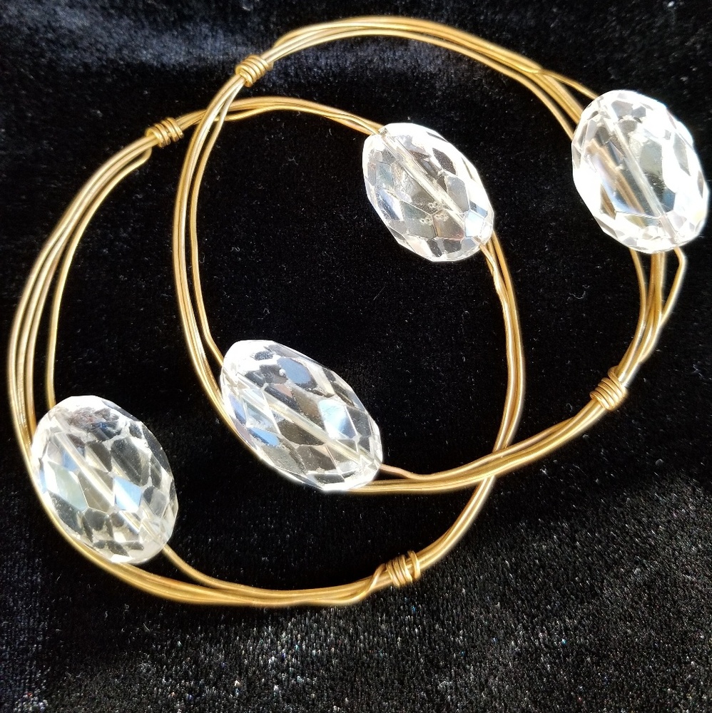 Susan Hanover 2 clear stones bangle bracelets. 2